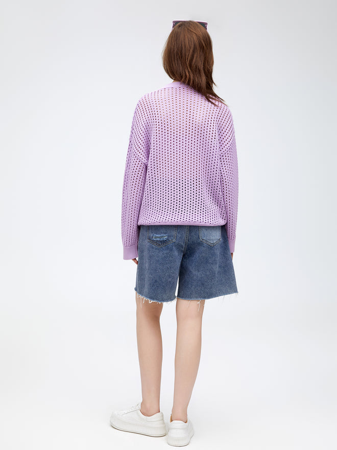Lavender Cutout Sweater