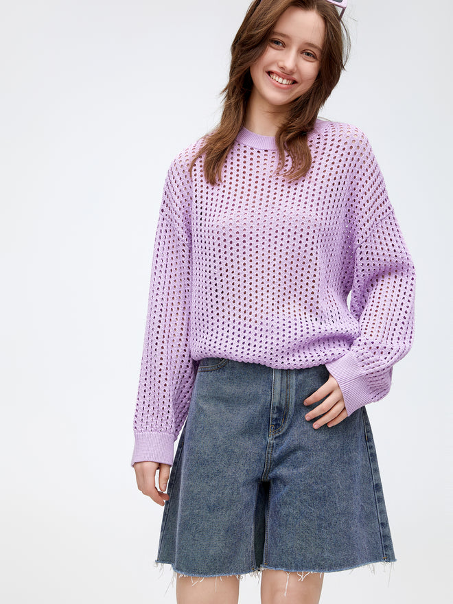 Lavender Cutout Sweater