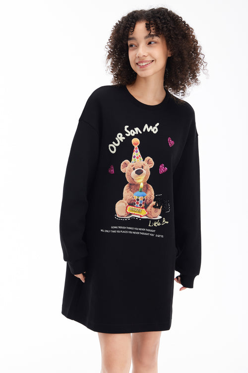 Huggable Bear Sweatshirt Dress