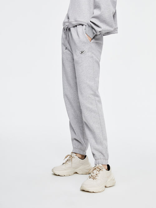 Floral Gray Jacquard Elastic Sweatpants