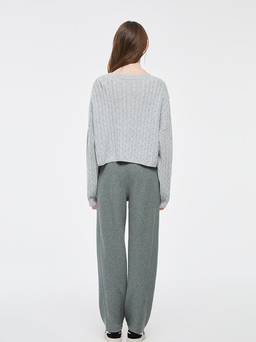 Classic Cableknit Cropped Cashmere Knit