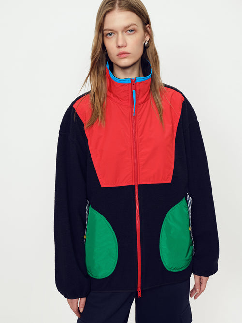 Vibrant Color Blocked Fleece Jacket