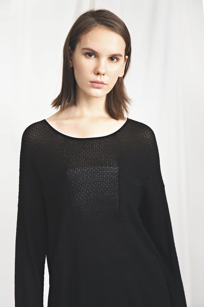 Black Crew Neck Blouse - Urlazh New York