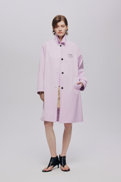 Pink and Purple Shirred Trench Coat