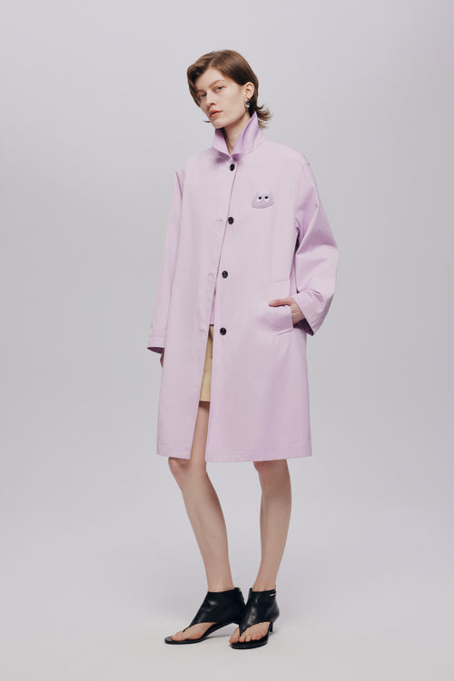 Pink and Purple Shirred Trench Coat