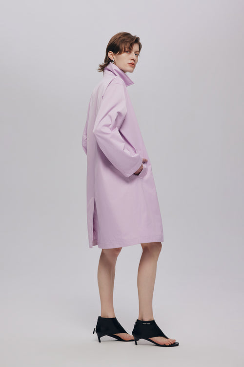 Pink and Purple Shirred Trench Coat