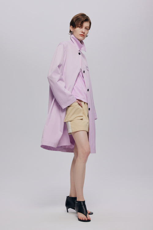 Pink and Purple Shirred Trench Coat