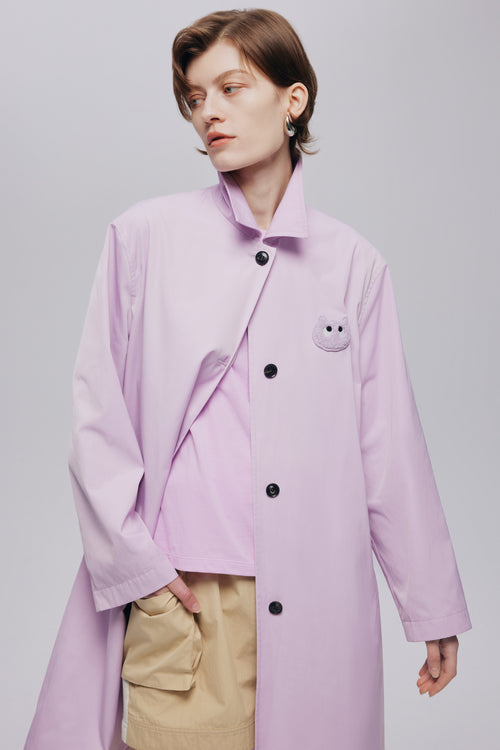 Pink and Purple Shirred Trench Coat