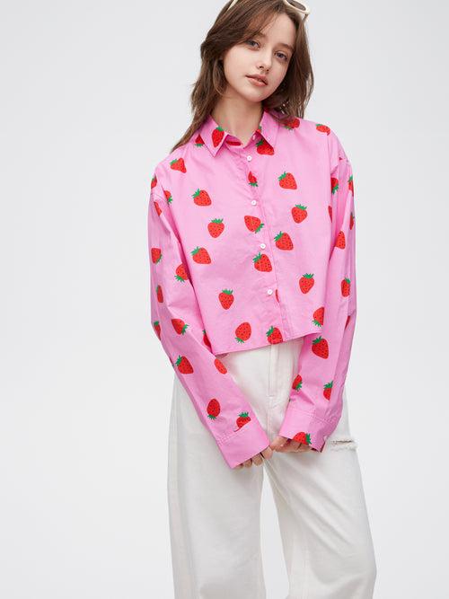 Chemise à imprimé fraise