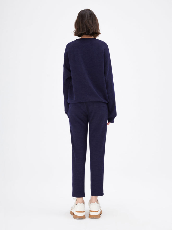 Navy Graphic Embroidered Crewneck Sweatshirt - Urlazh New York