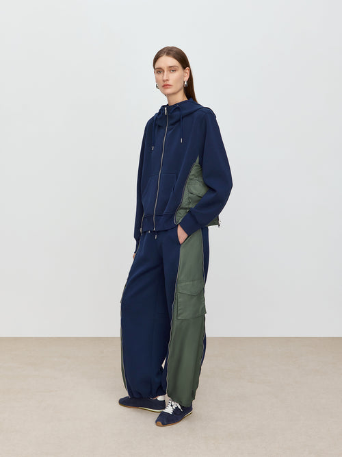 Color Blocking Splicing Casual Hooded Jacket