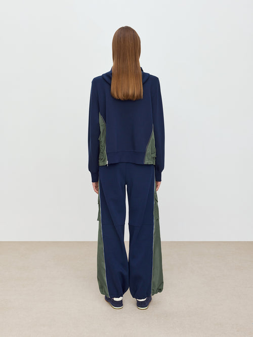 Color Blocking Splicing Casual Hooded Jacket