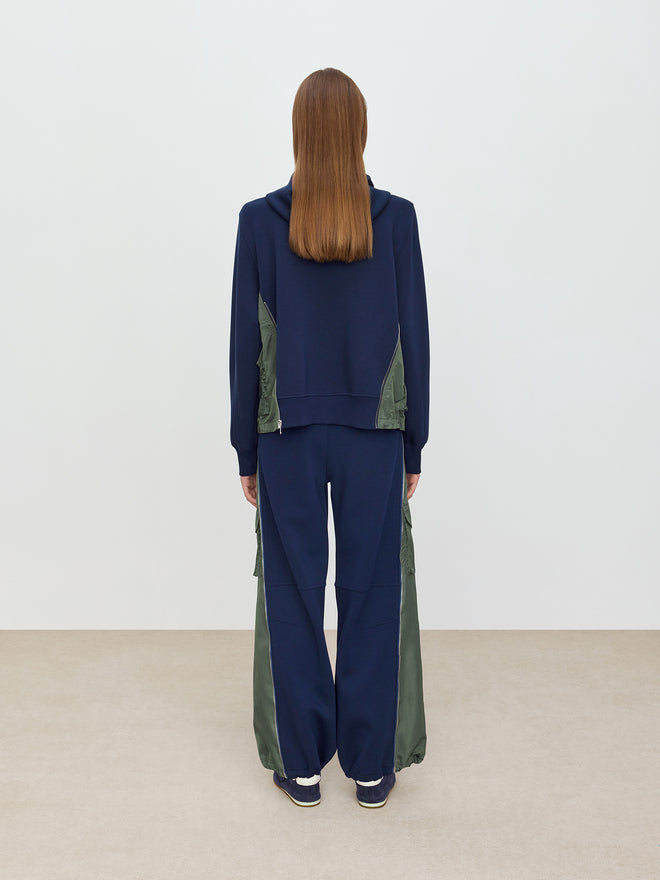 Color Blocking Splicing Casual Hooded Jacket