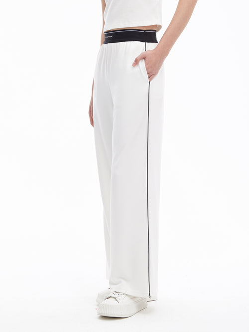 Colour Block Casual Pants-White