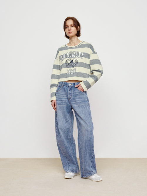 Badge Striped Sweatshirt