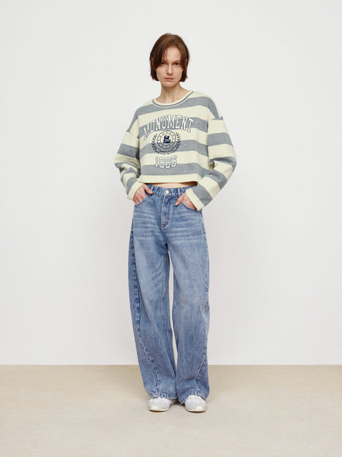 Badge Striped Sweatshirt