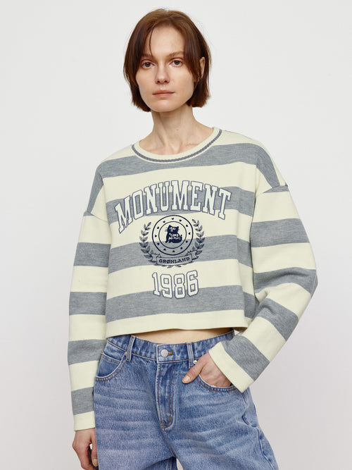 Badge Striped Sweatshirt