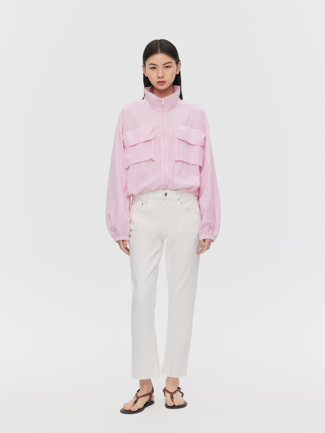 Mousse Pink Striped Short Jacket