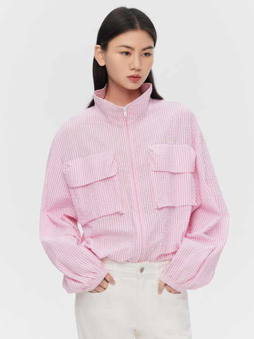 Mousse Pink Striped Short Jacket