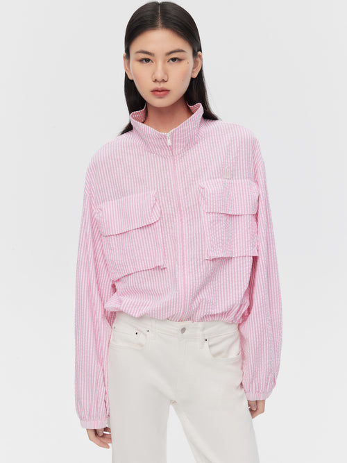 Mousse Pink Striped Short Jacket