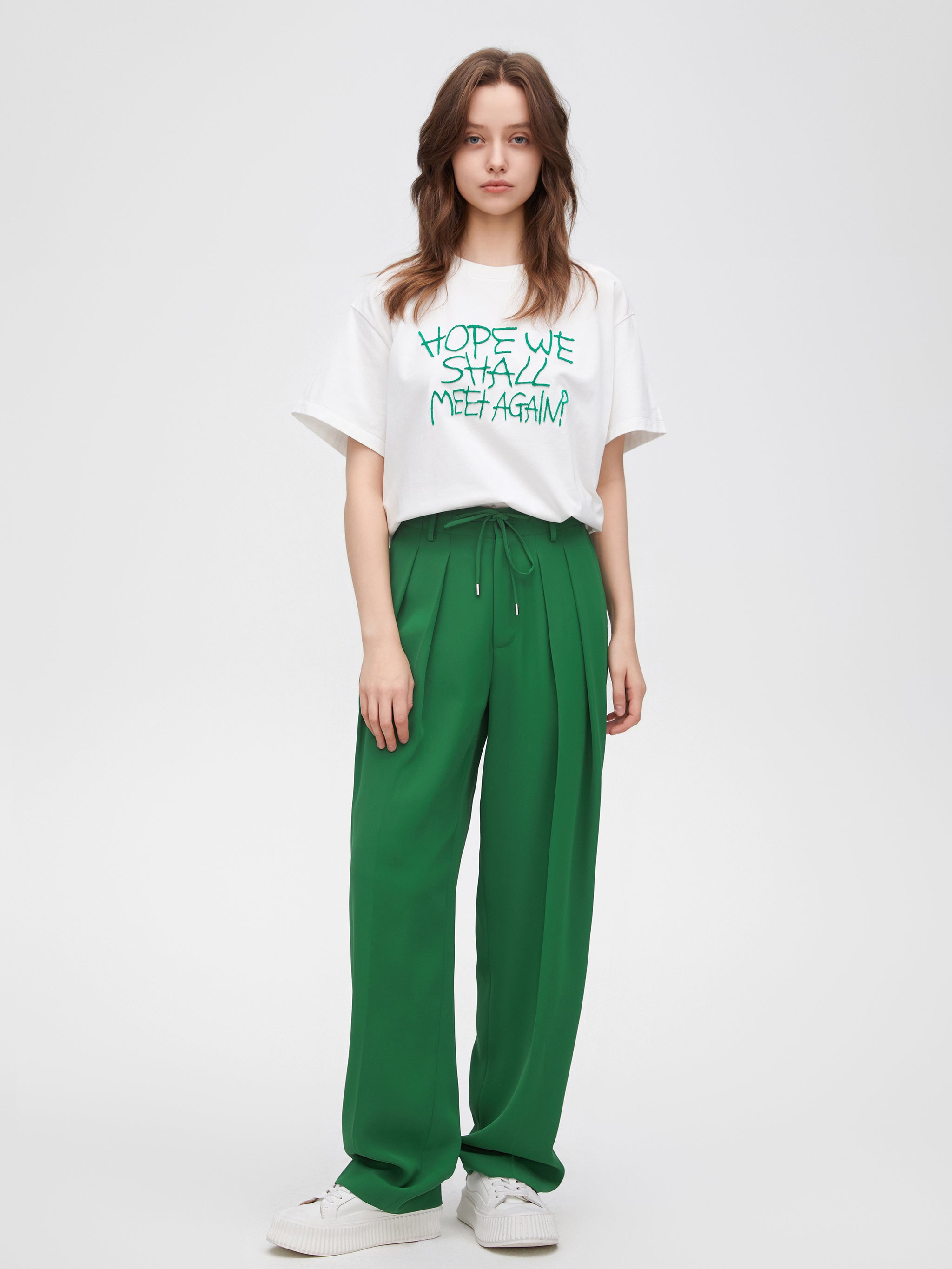 Greenfield Drawstring Pleated Trousers-Sample
