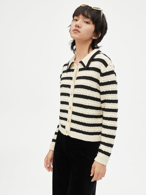 Striped Short Cardigan