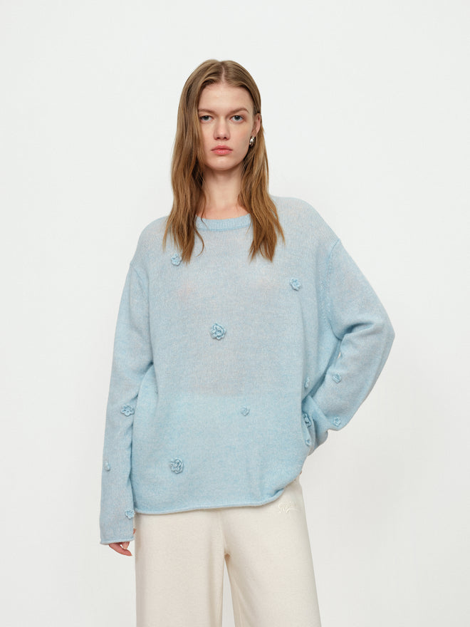 Blue Star Flower Soft Mist Sweater