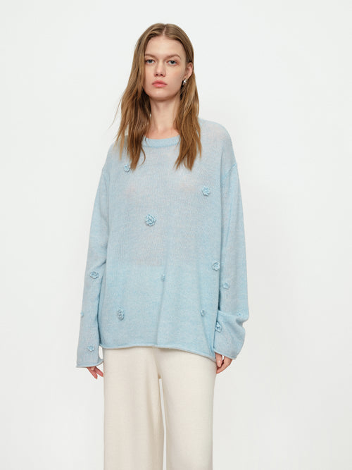 Blue Star Flower Soft Mist Sweater