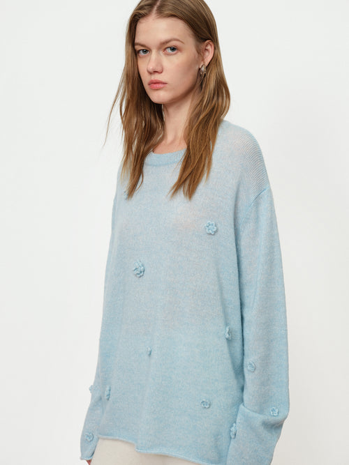 Blue Star Flower Soft Mist Sweater