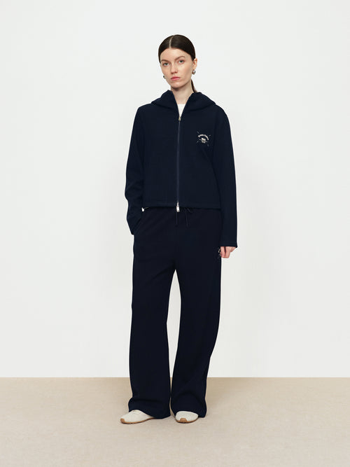 Acetate Wool Drawstring Straight Leg Pants