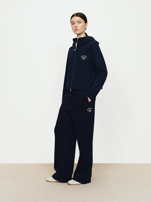 Acetate Wool Drawstring Straight Leg Pants