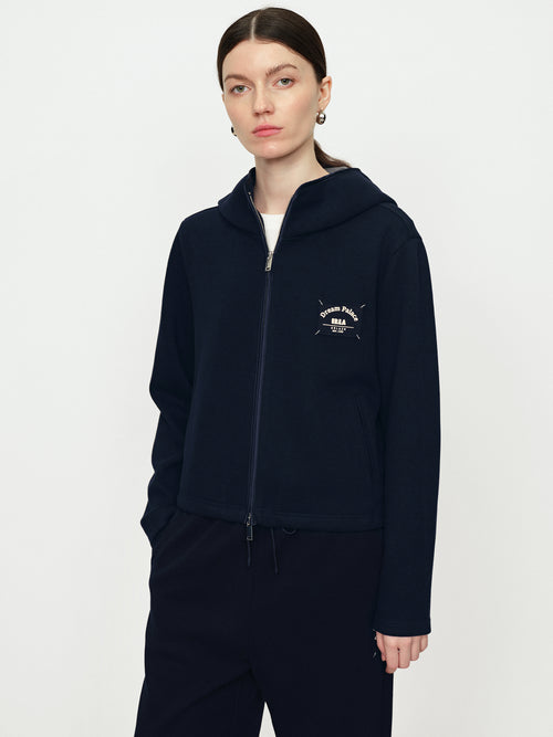 Acetate Wool Two-Color Hooded Jacket