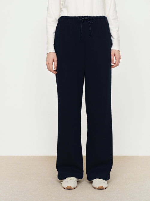 Acetate Wool Drawstring Straight Leg Pants