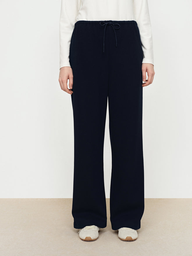 Acetate Wool Drawstring Straight Leg Pants
