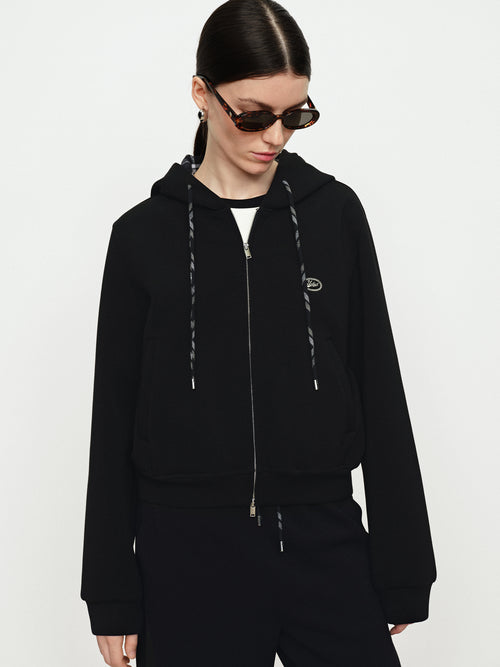 Acetate Wool Two-Color Hooded Jacket