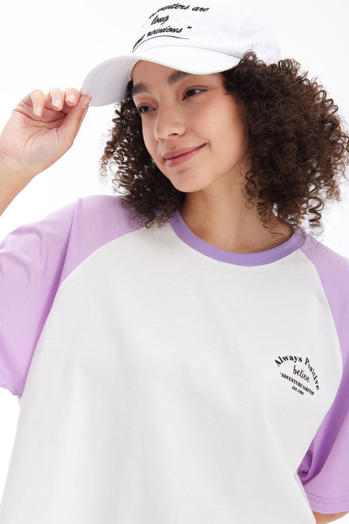 T-shirt à manches color block - Violet