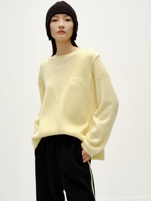 Sticky Yellow Fake Two Piece Sweater