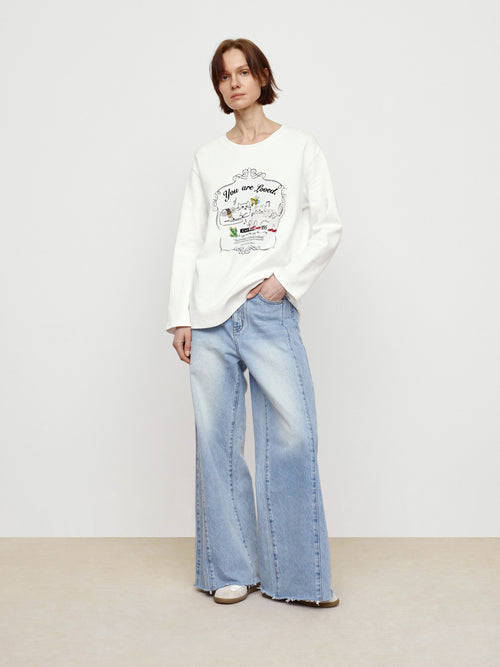 Cat Print Paired With Tee White