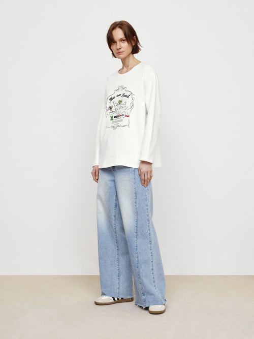 Cat Print Paired With Tee White