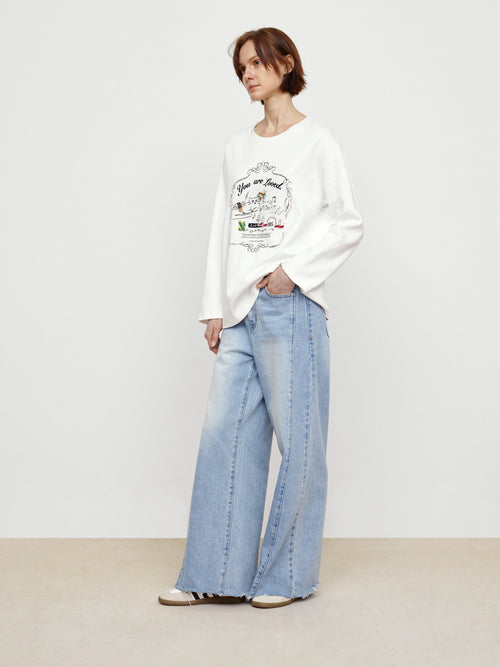 Cat Print Paired With Tee White