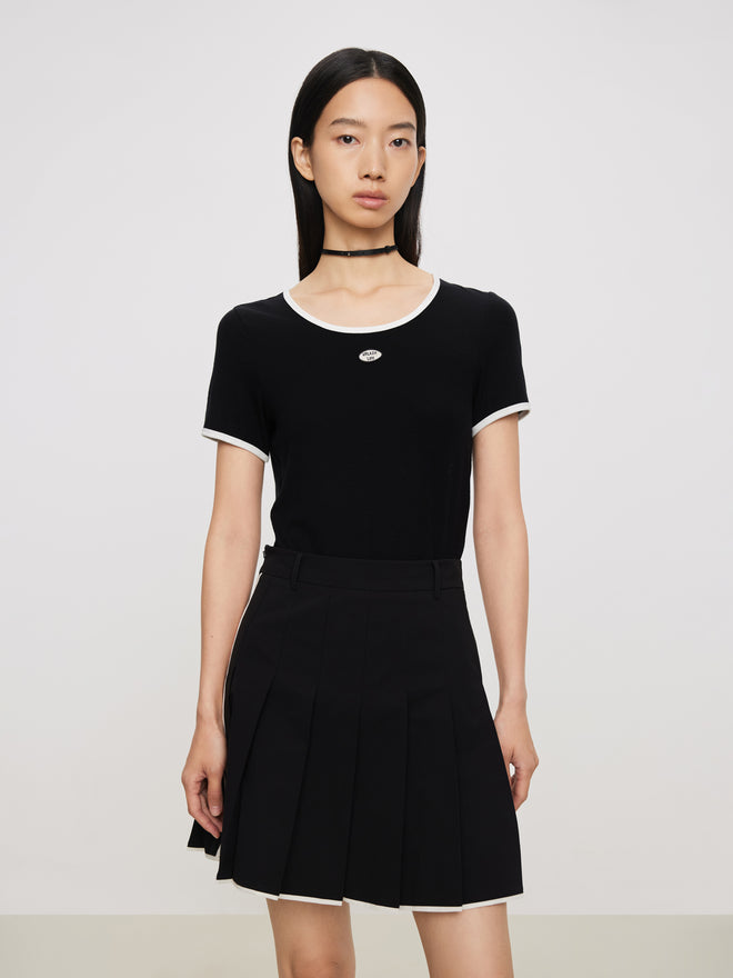 Skinny Trimmed Black Tee