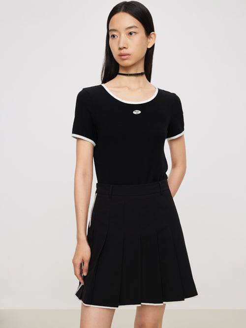 Skinny Trimmed Black Tee