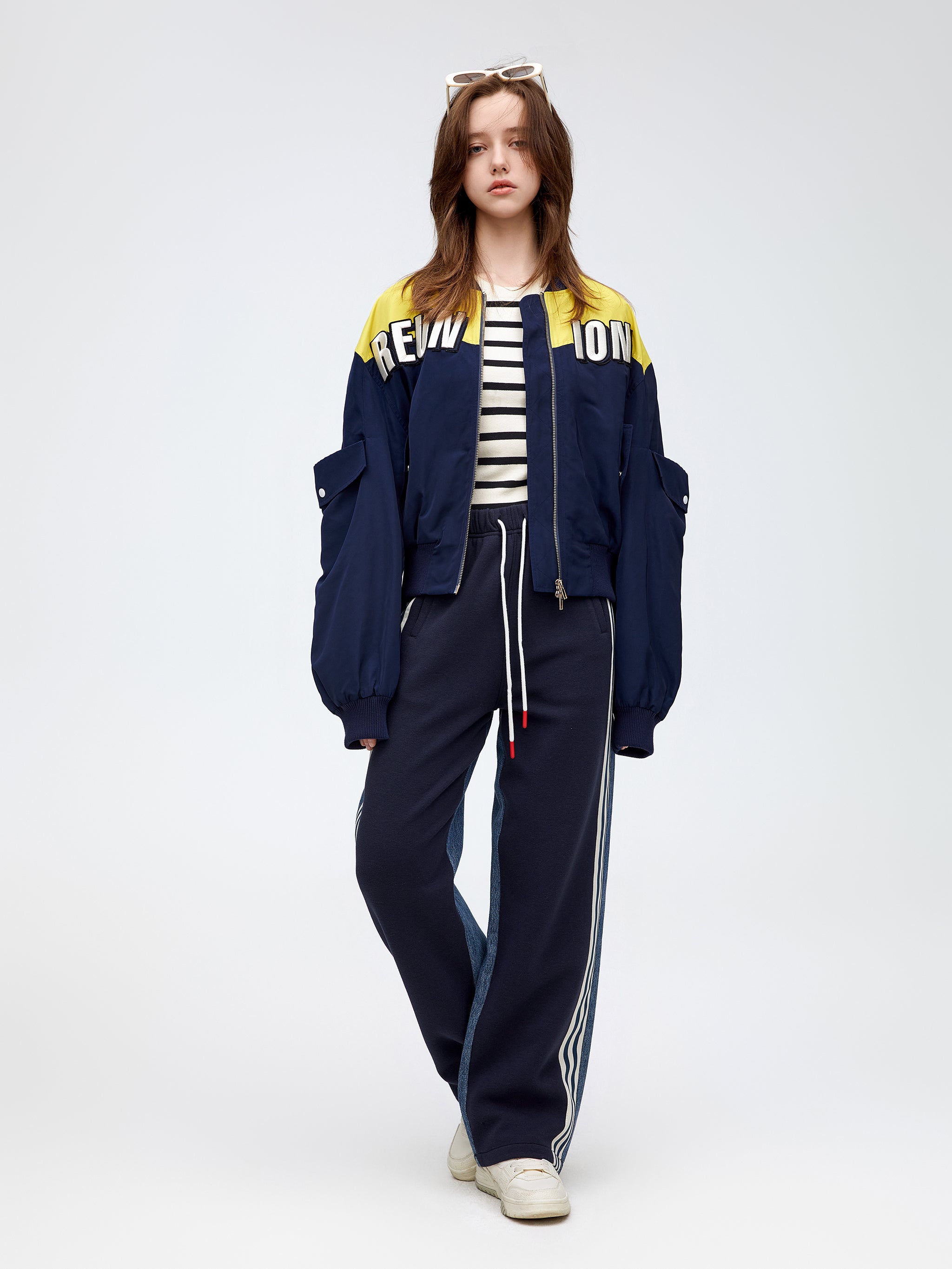 Vintage フットボールジャケット GOOD YEAR F/Z NYLON RACING JACKET 70S 「ネイビー、サイズL