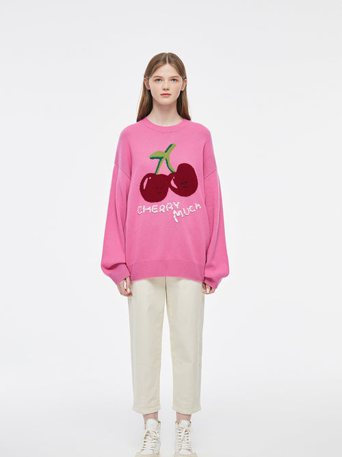 Cherry Much Cashmere Crewneck-Sample