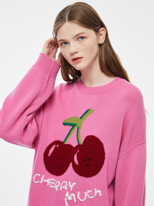 Cherry Much Cashmere Crewneck-Sample