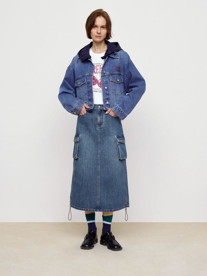 Pocket Denim Half Skirt