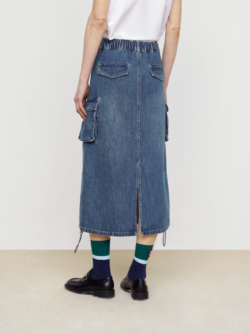 Pocket Denim Half Skirt