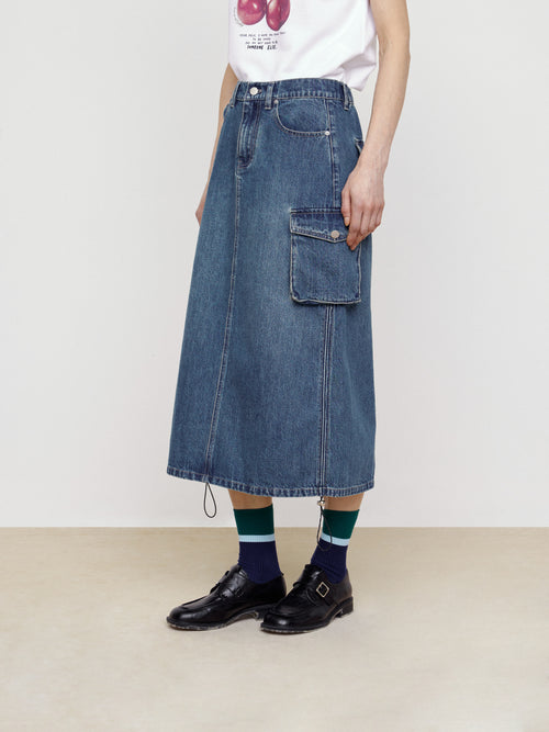 Pocket Denim Half Skirt