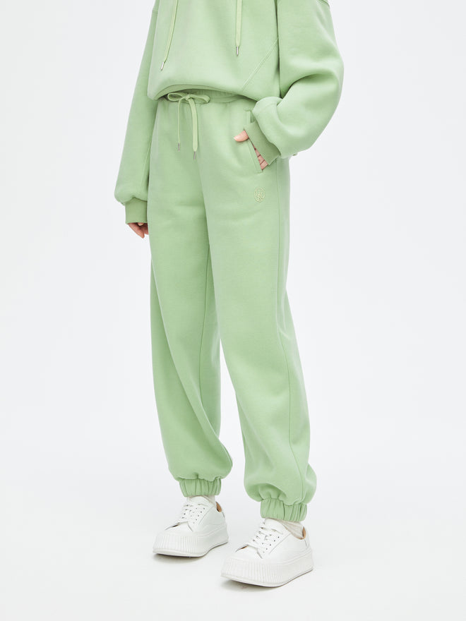 Pantalon de survêtement vert frais à cordon