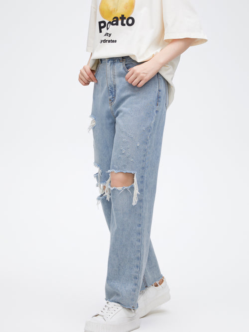 Cool Ripped Tapered Jeans